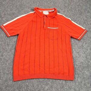 Percival Knitwear Orange Short Sleeve Knit Polo Shirt Rockabilly Men's Size XL